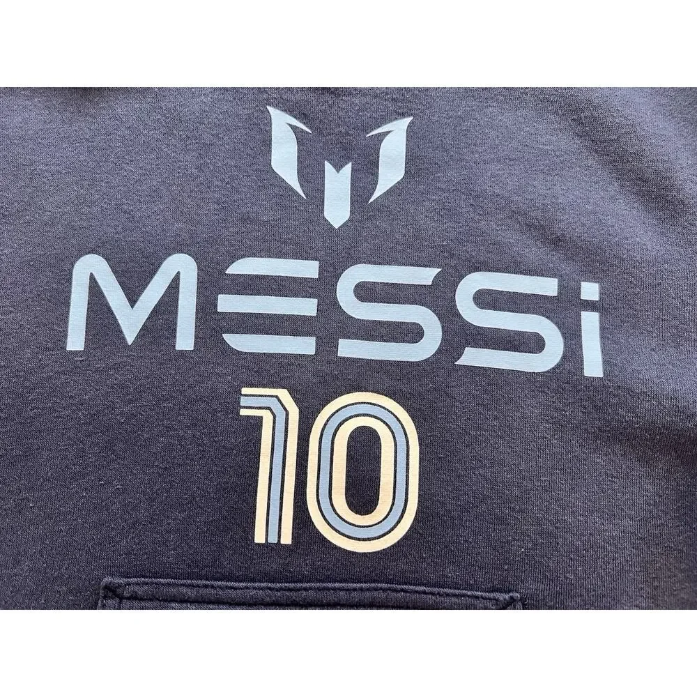 Messi Unisex Kids Blue Pullover Hoodie, Logo, Hooded, Pockets, Size S8